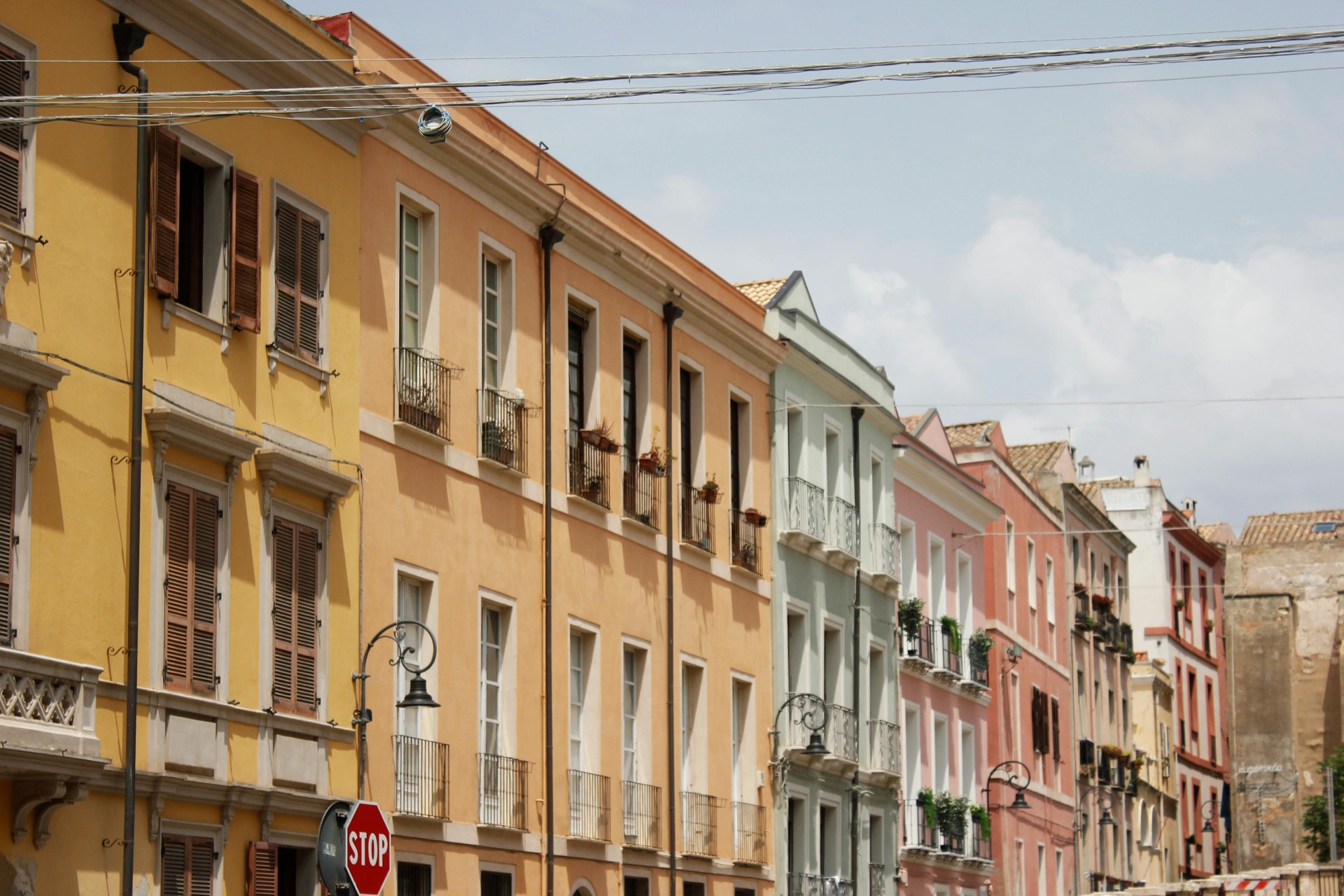 Colourful Mediterranean architecture in Cagliari's old town